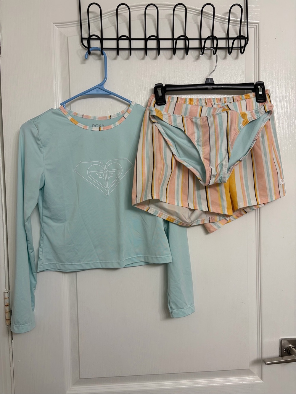 Roxy Girls' Light Blue Long-Sleeve swimsuit set